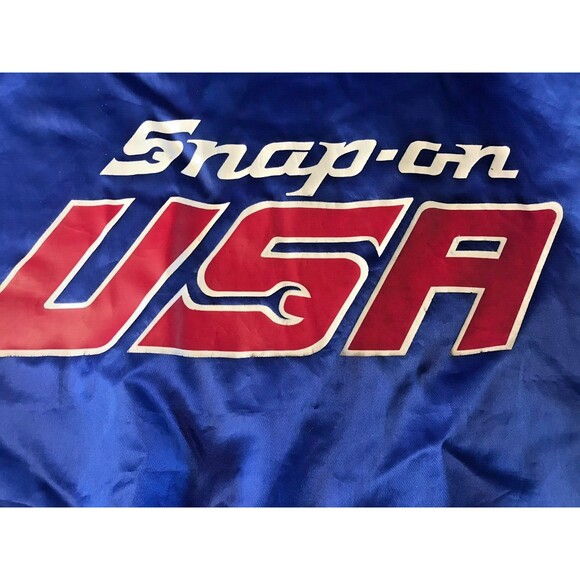 Vintage Snap-on Tools Jacket Blue Satin Snap Front XL Swingster Made In USA - Picture 13 of 14